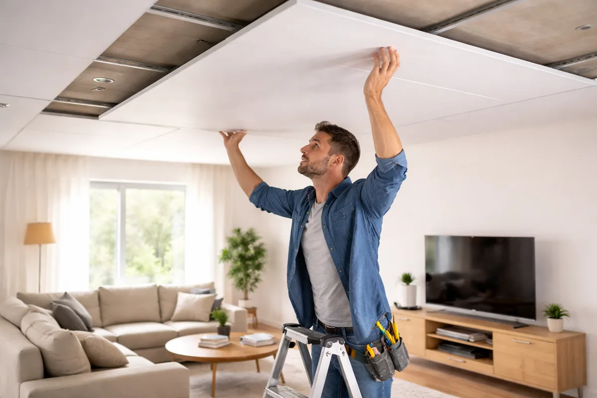Illustration du dossier : Peut-on installer un faux plafond soi-même dans le salon
